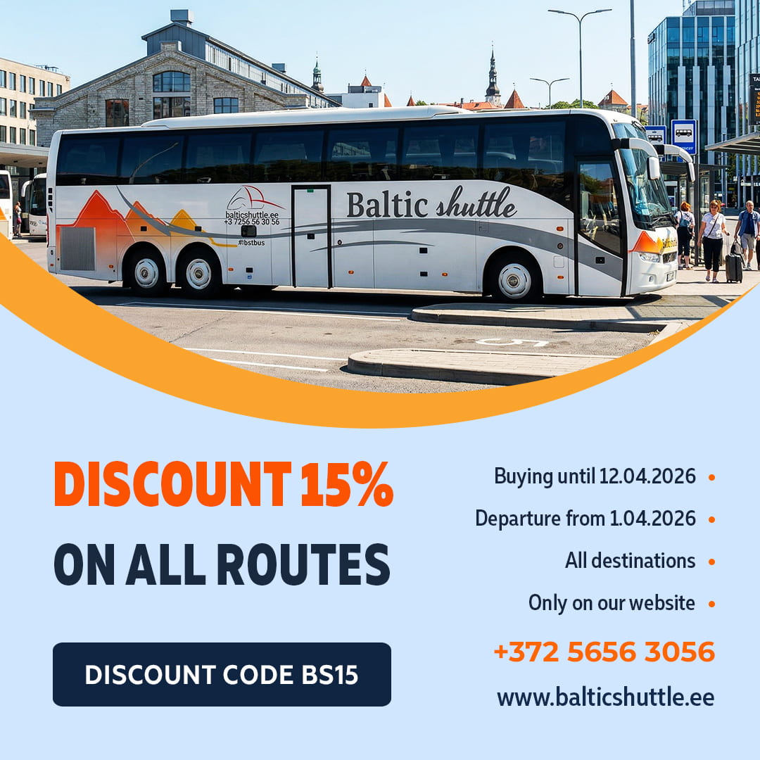 tickets with a 15% discount for all Baltic Shuttle bus routes