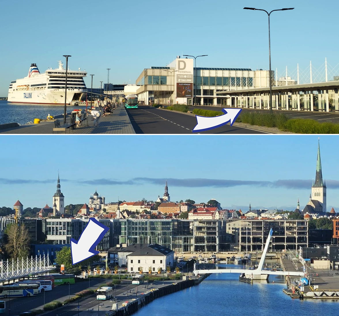 Остановка автобуса у паромного терминала D в порту Таллинна